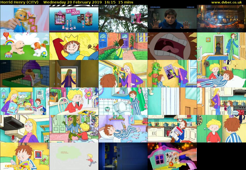 Horrid Henry (CITV) Wednesday 20 February 2019 16:15 - 16:30