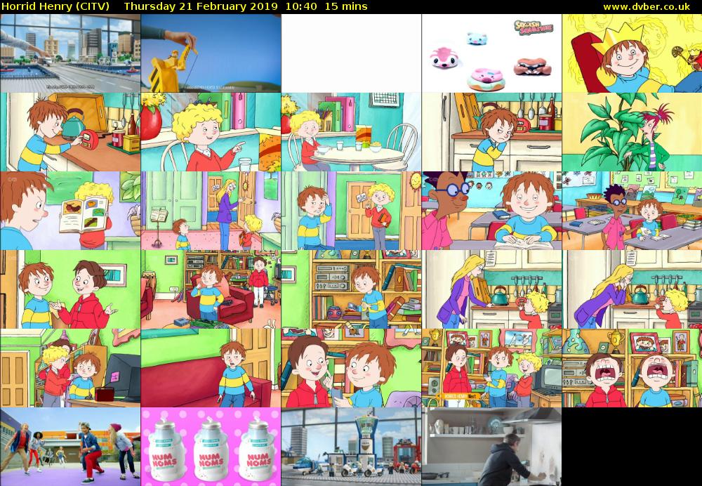 Horrid Henry (CITV) Thursday 21 February 2019 10:40 - 10:55