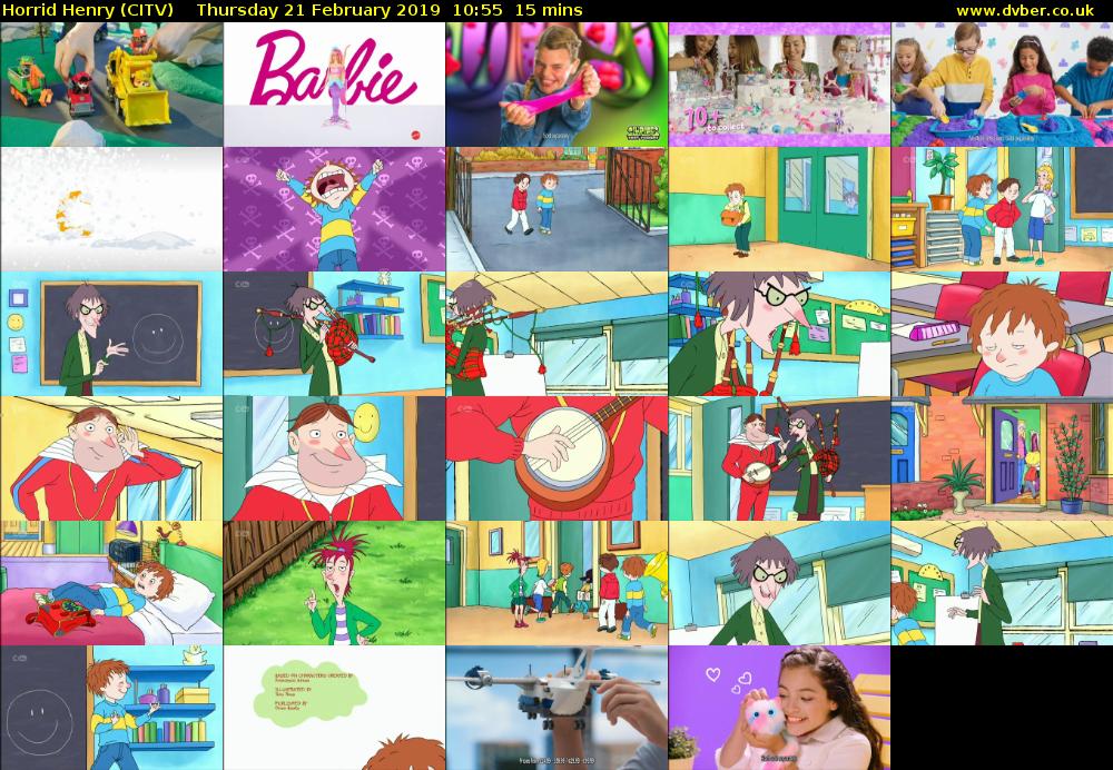 Horrid Henry (CITV) Thursday 21 February 2019 10:55 - 11:10