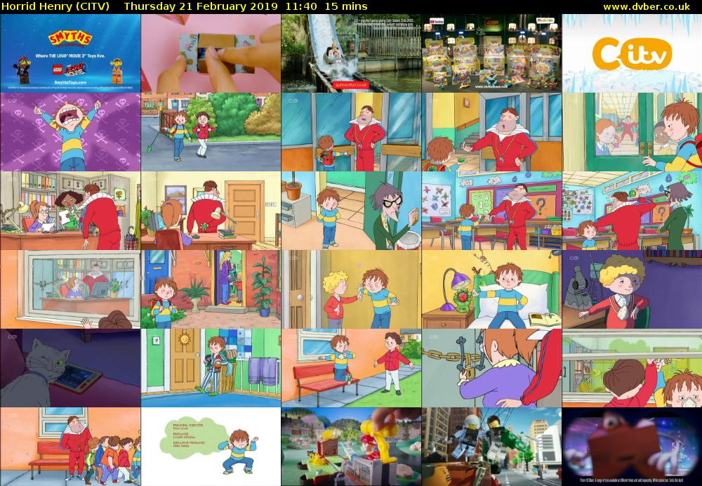 Horrid Henry (CITV) Thursday 21 February 2019 11:40 - 11:55