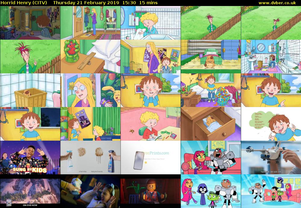 Horrid Henry (CITV) Thursday 21 February 2019 15:30 - 15:45