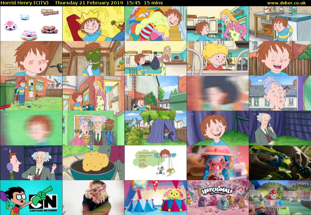 Horrid Henry (CITV) Thursday 21 February 2019 15:45 - 16:00