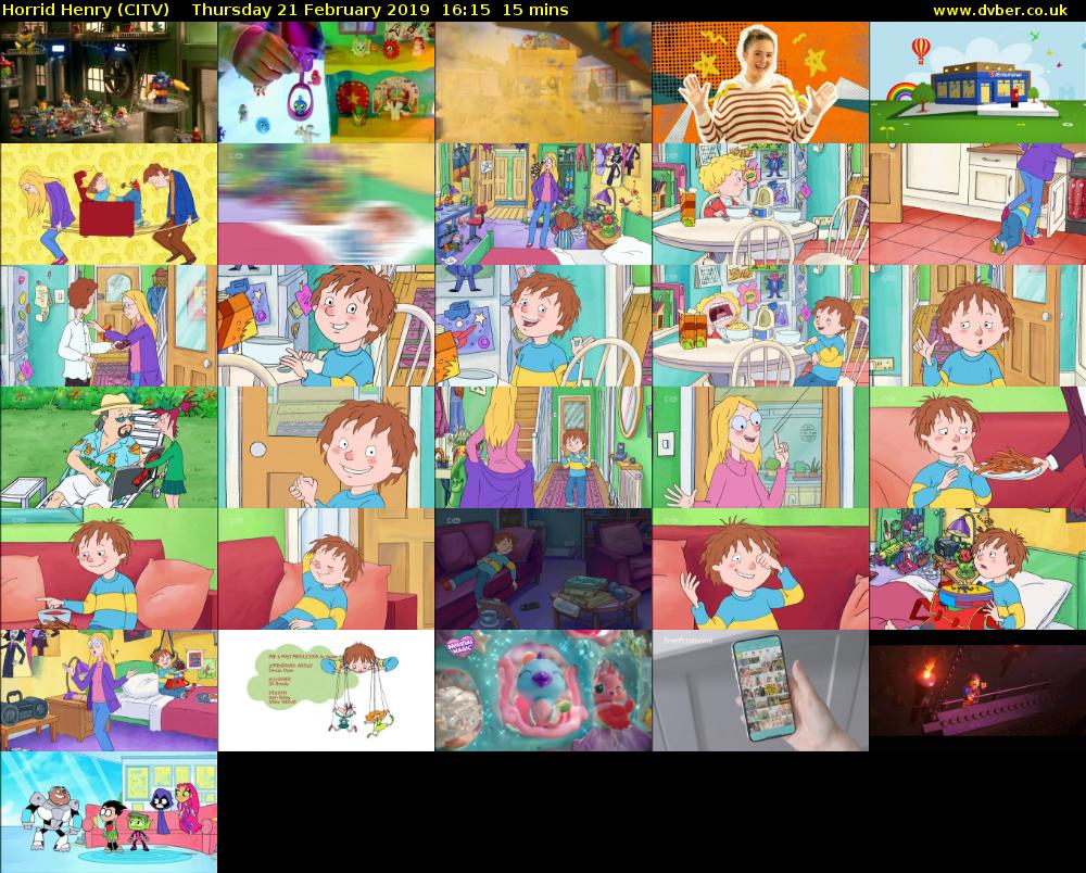 Horrid Henry (CITV) Thursday 21 February 2019 16:15 - 16:30