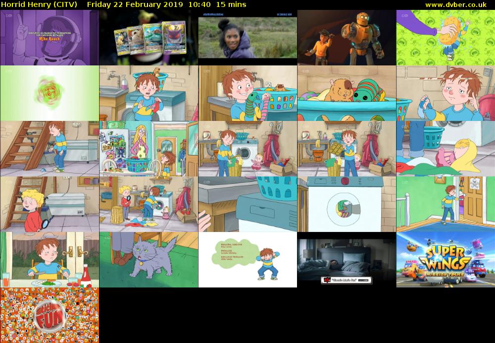 Horrid Henry (CITV) Friday 22 February 2019 10:40 - 10:55