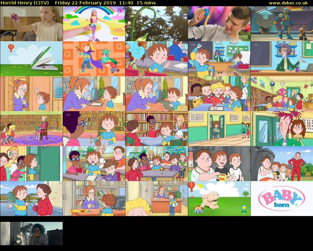 Horrid Henry (CITV) Friday 22 February 2019 11:40 - 11:55