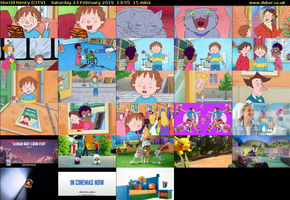 Horrid Henry (CITV) Saturday 23 February 2019 13:55 - 14:10