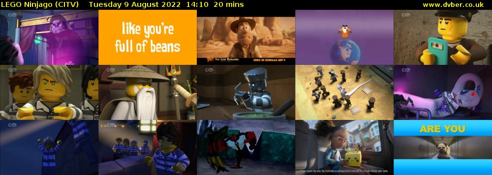 Lego Ninjago (CITV) Tuesday 9 August 2022 14:10 - 14:30