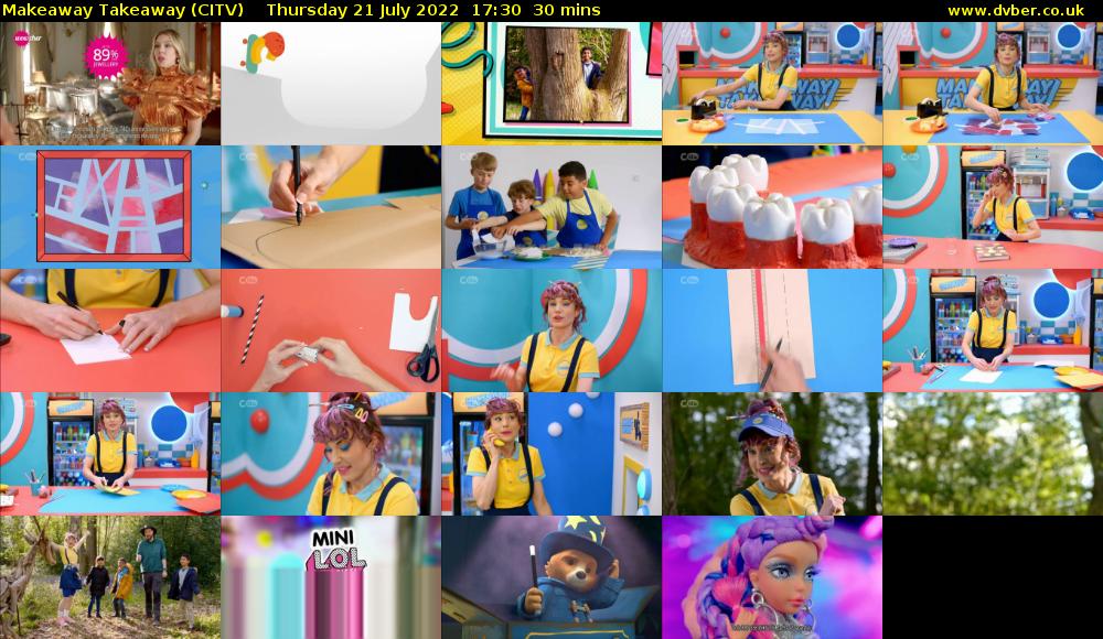 Makeaway Takeaway (CITV) Thursday 21 July 2022 17:30 - 18:00
