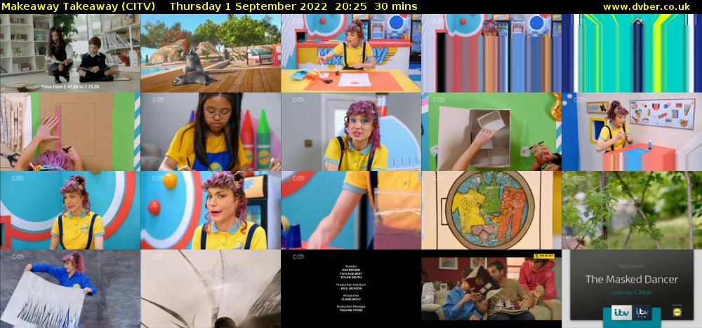 Makeaway Takeaway (CITV) Thursday 1 September 2022 20:25 - 20:55