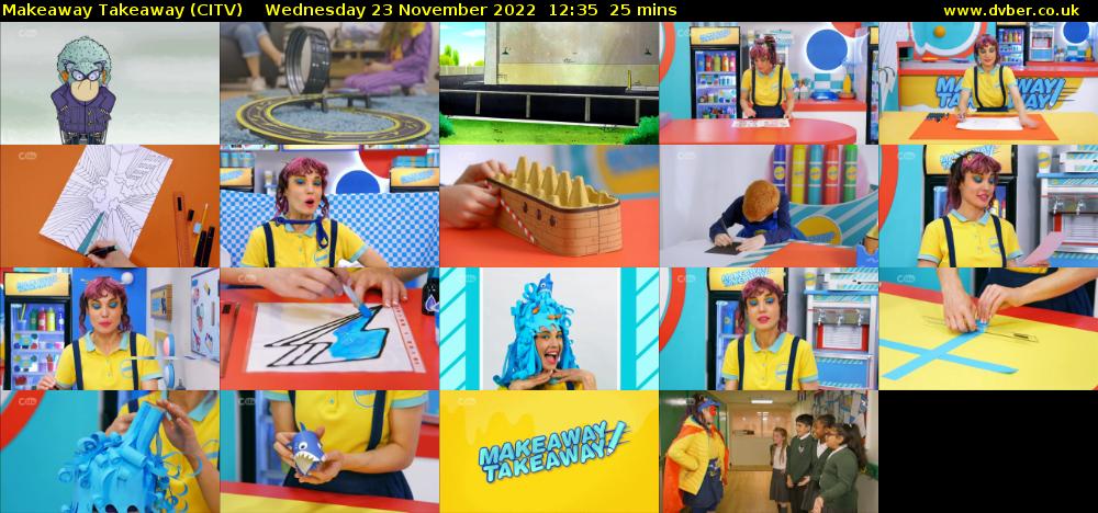 Makeaway Takeaway (CITV) Wednesday 23 November 2022 12:35 - 13:00