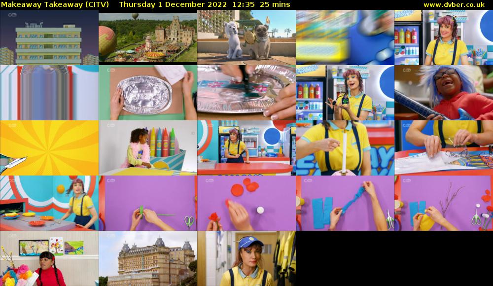 Makeaway Takeaway (CITV) Thursday 1 December 2022 12:35 - 13:00