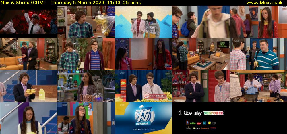 Max & Shred (CITV) Thursday 5 March 2020 11:40 - 12:05