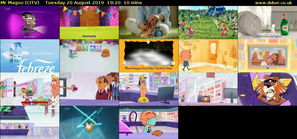 Mr Magoo (CITV) Tuesday 20 August 2019 19:20 - 19:30
