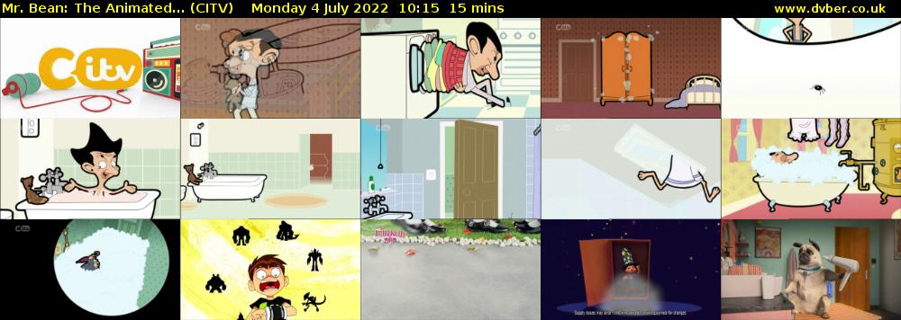 Mr. Bean: The Animated... (CITV) Monday 4 July 2022 10:15 - 10:30