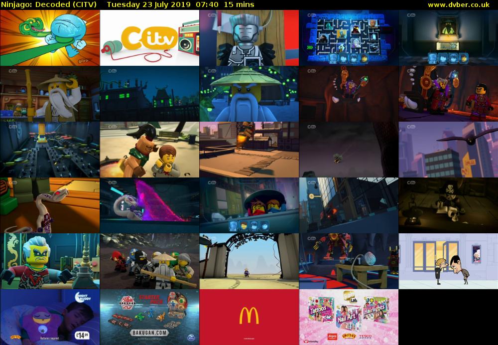 Ninjago: Decoded (CITV) Tuesday 23 July 2019 07:40 - 07:55