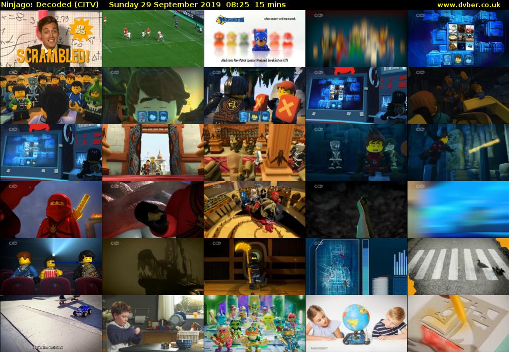 Ninjago: Decoded (CITV) Sunday 29 September 2019 08:25 - 08:40