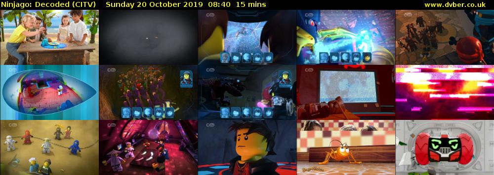 Ninjago: Decoded (CITV) Sunday 20 October 2019 08:40 - 08:55