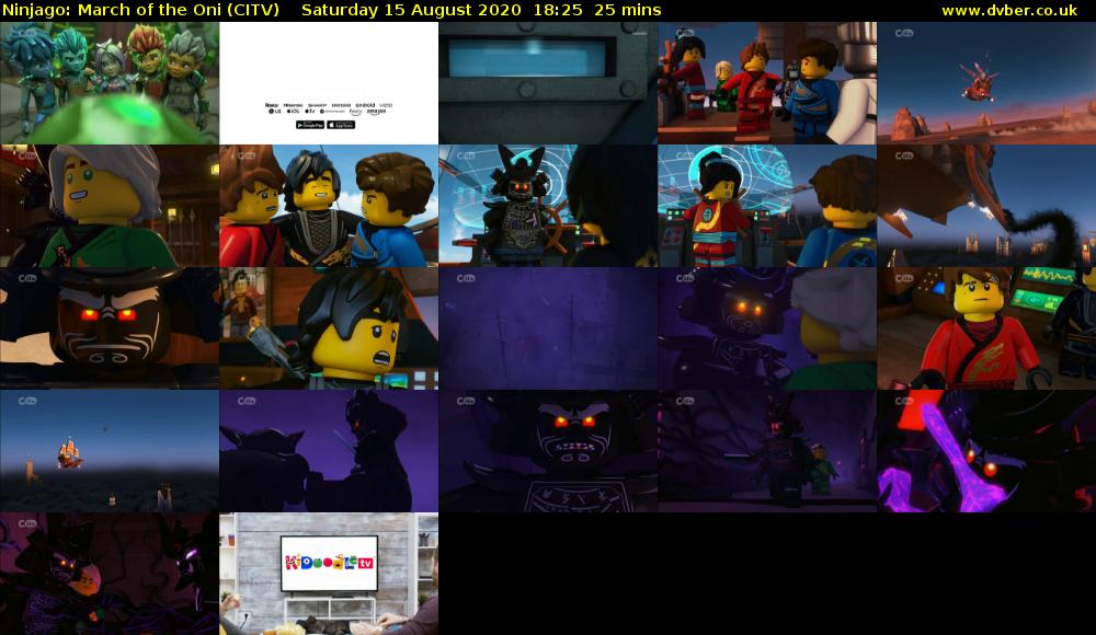 Ninjago: March of the Oni (CITV) Saturday 15 August 2020 18:25 - 18:50