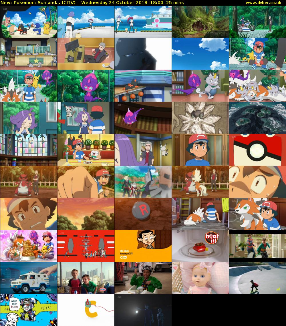 Pokemon: Sun and... (CITV) Wednesday 24 October 2018 18:00 - 18:25