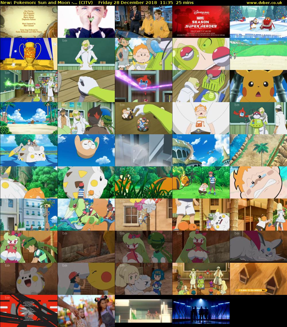 Pokemon: Sun and Moon -... (CITV) Friday 28 December 2018 11:35 - 12:00
