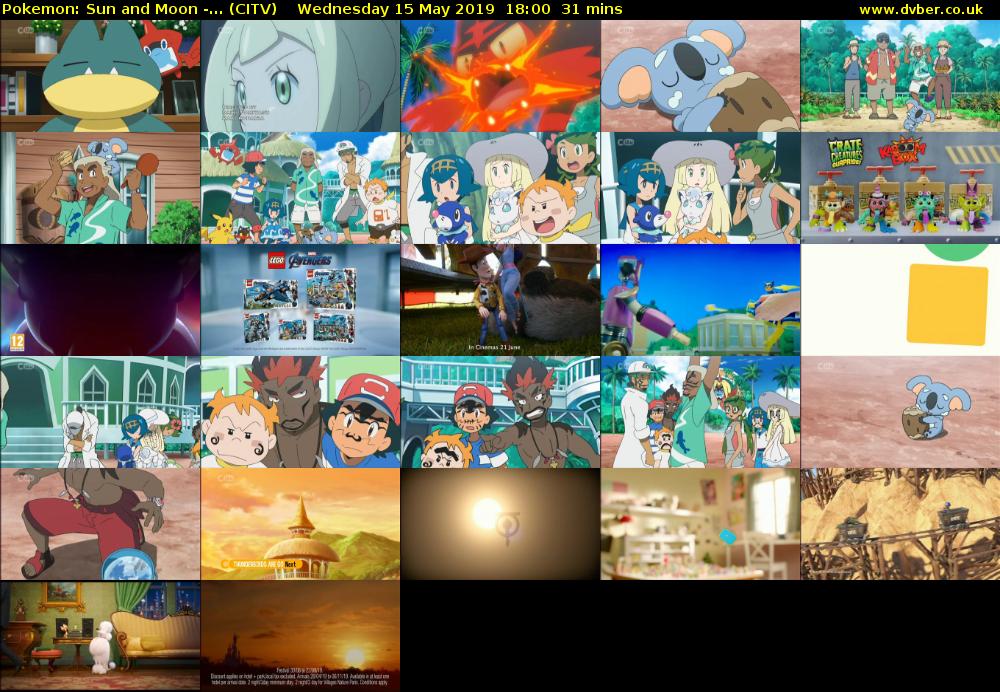 Pokemon: Sun and Moon -... (CITV) Wednesday 15 May 2019 18:00 - 18:31