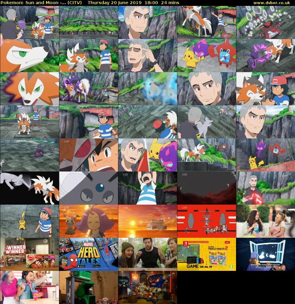 Pokemon: Sun and Moon -... (CITV) Thursday 20 June 2019 18:00 - 18:24