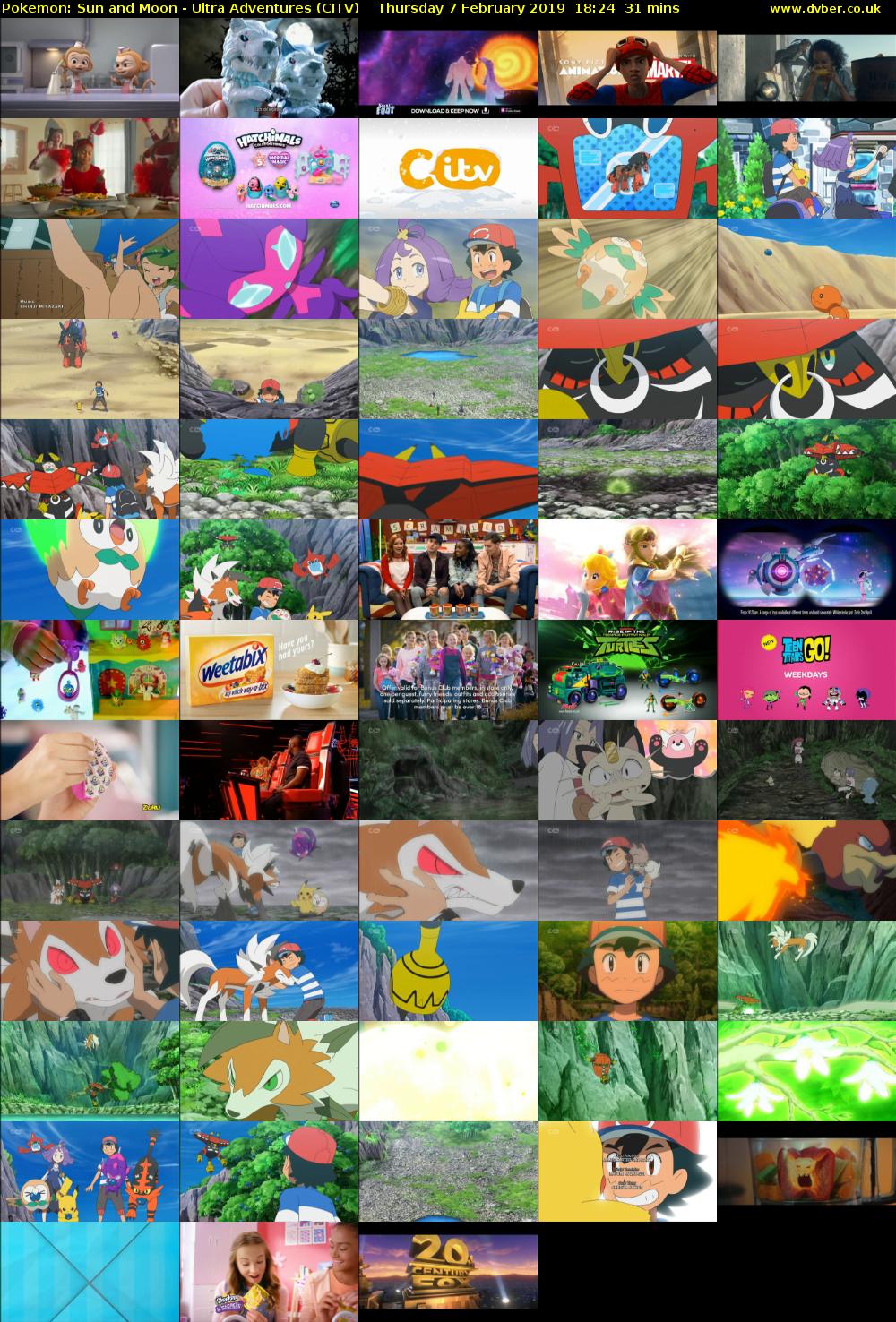 Pokemon: Sun and Moon - Ultra Adventures (CITV) Thursday 7 February 2019 18:24 - 18:55