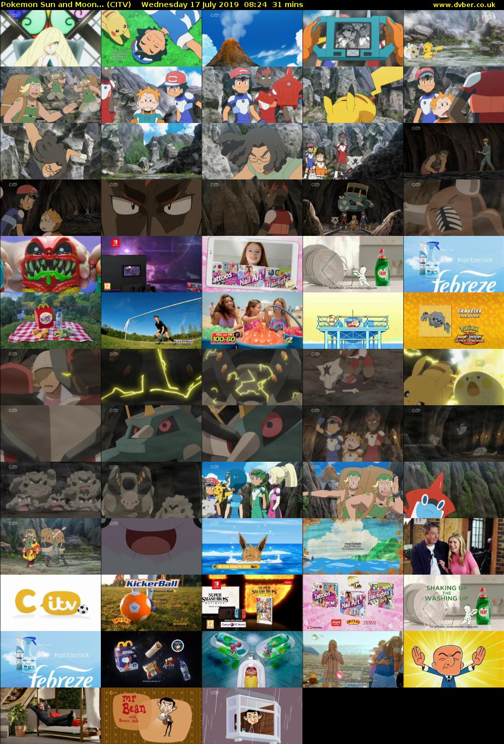 Pokemon Sun and Moon... (CITV) Wednesday 17 July 2019 08:24 - 08:55