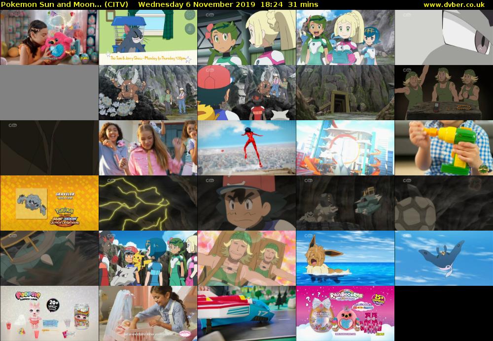 Pokemon Sun and Moon... (CITV) Wednesday 6 November 2019 18:24 - 18:55