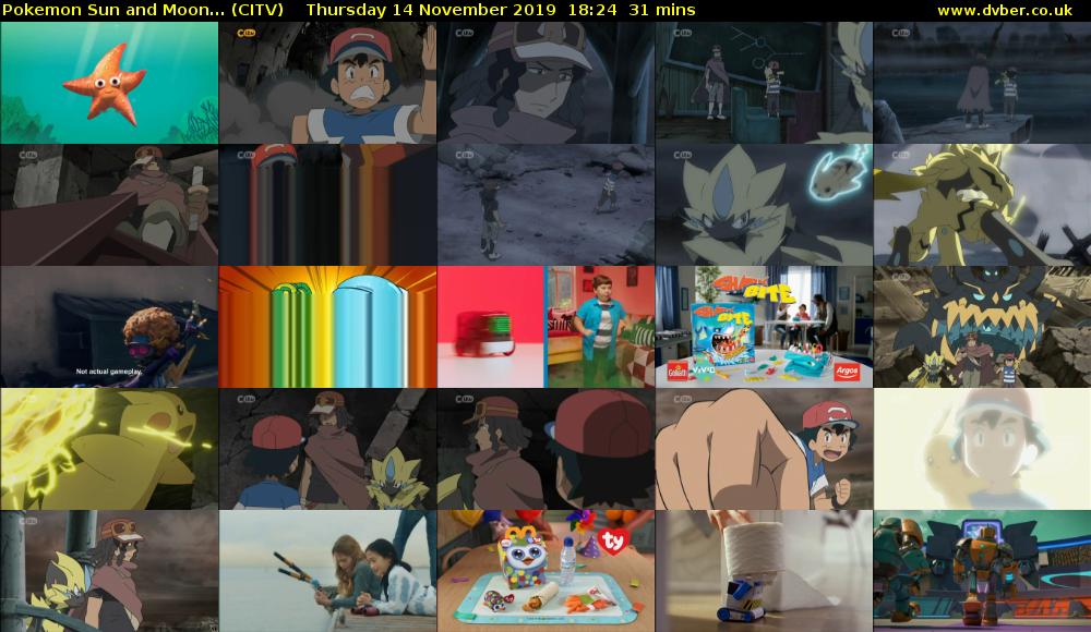 Pokemon Sun and Moon... (CITV) Thursday 14 November 2019 18:24 - 18:55