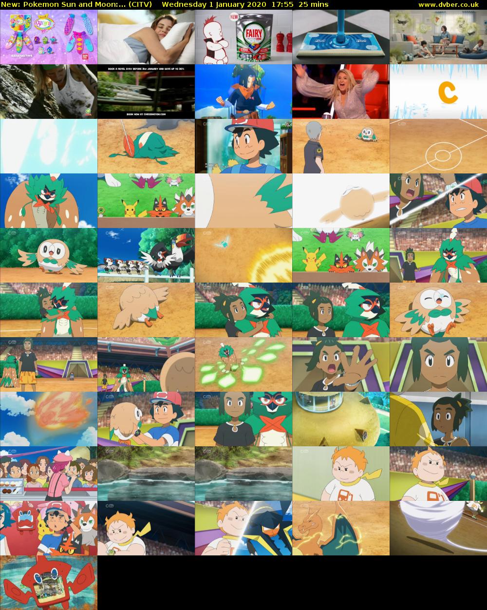 Pokemon Sun and Moon:... (CITV) Wednesday 1 January 2020 17:55 - 18:20