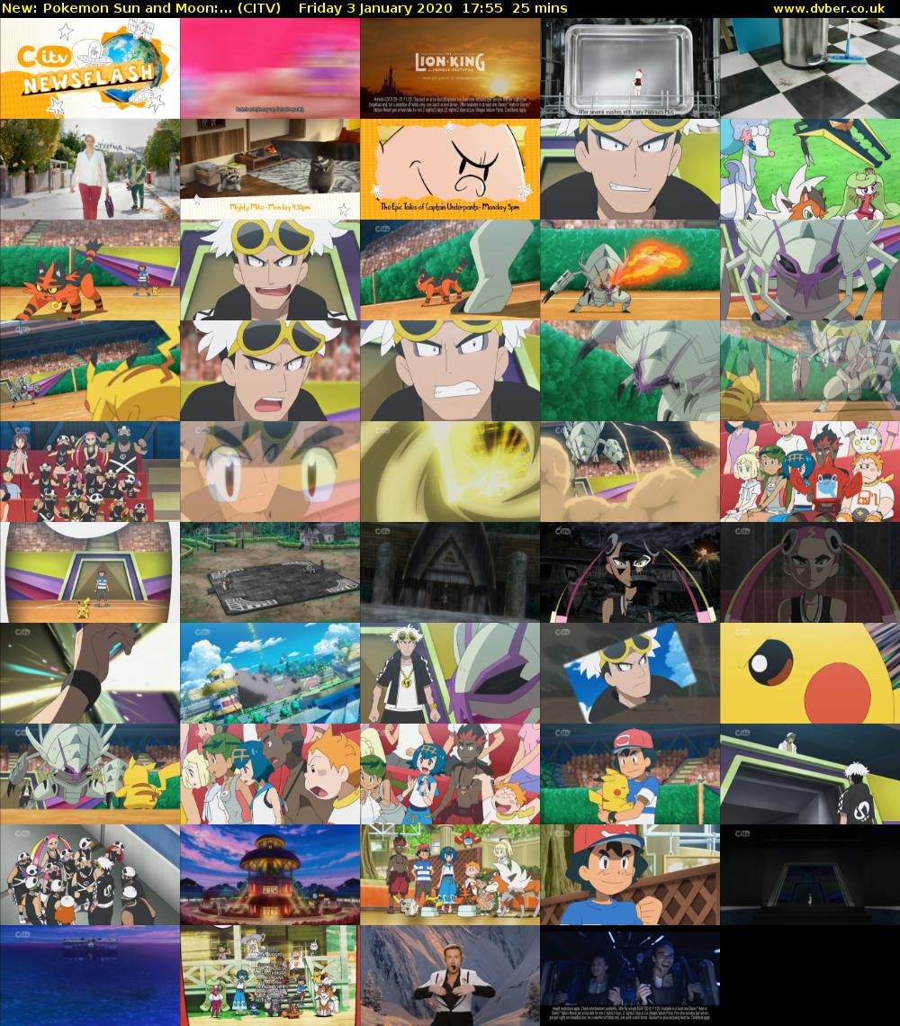 Pokemon Sun and Moon:... (CITV) Friday 3 January 2020 17:55 - 18:20