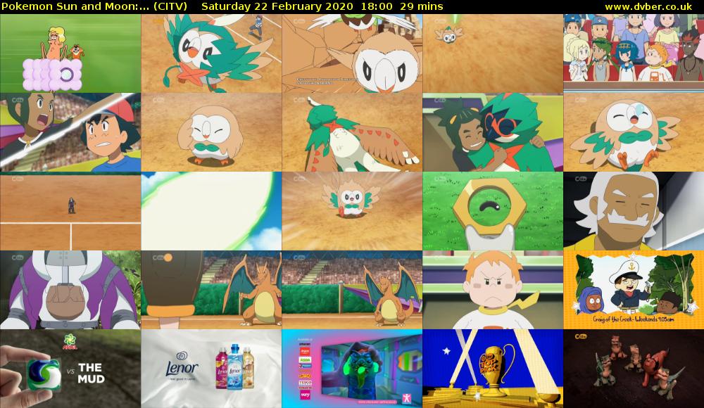Pokemon Sun and Moon:... (CITV) Saturday 22 February 2020 18:00 - 18:29