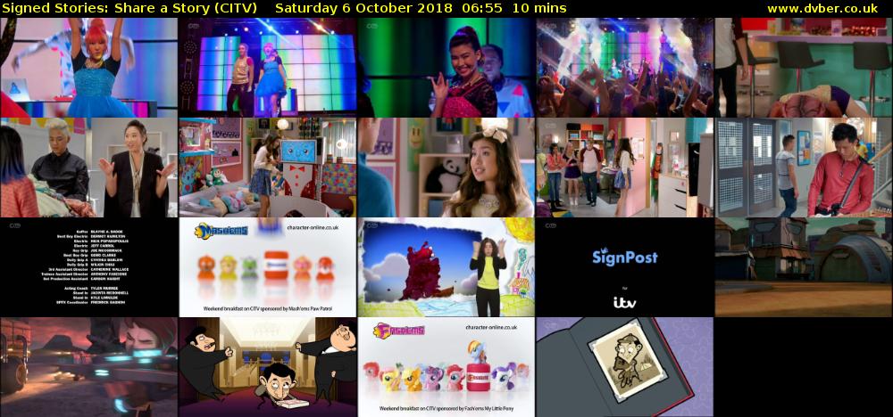 Signed Stories: Share a Story (CITV) Saturday 6 October 2018 06:55 - 07:05