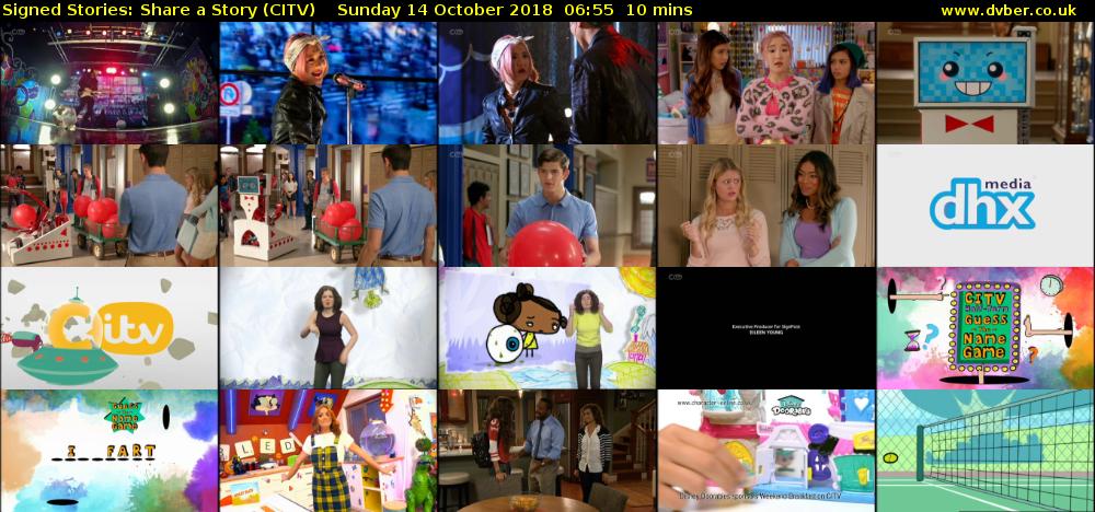 Signed Stories: Share a Story (CITV) Sunday 14 October 2018 06:55 - 07:05