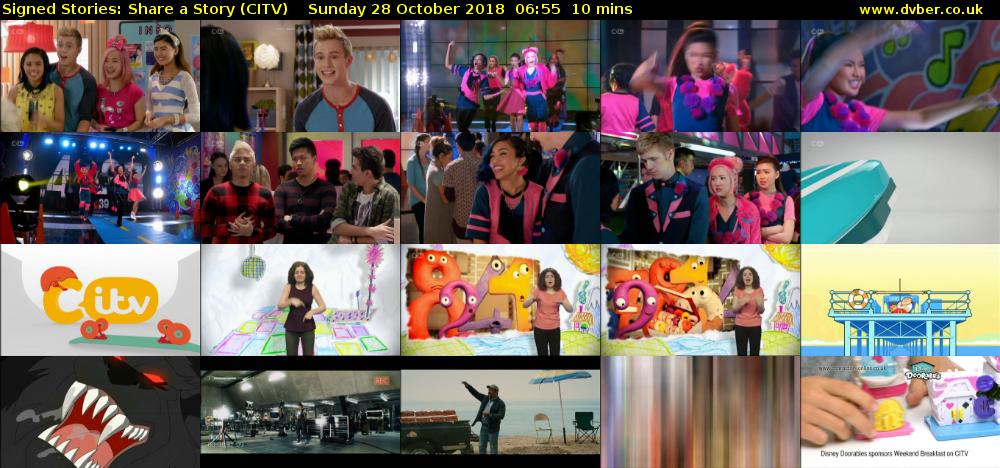 Signed Stories: Share a Story (CITV) Sunday 28 October 2018 06:55 - 07:05