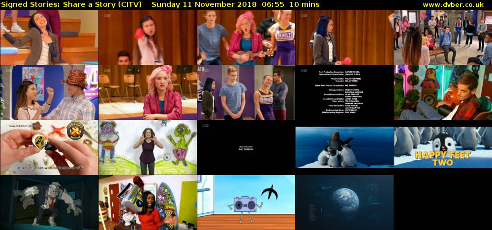 Signed Stories: Share a Story (CITV) Sunday 11 November 2018 06:55 - 07:05