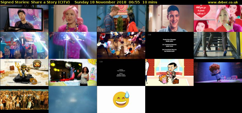 Signed Stories: Share a Story (CITV) Sunday 18 November 2018 06:55 - 07:05