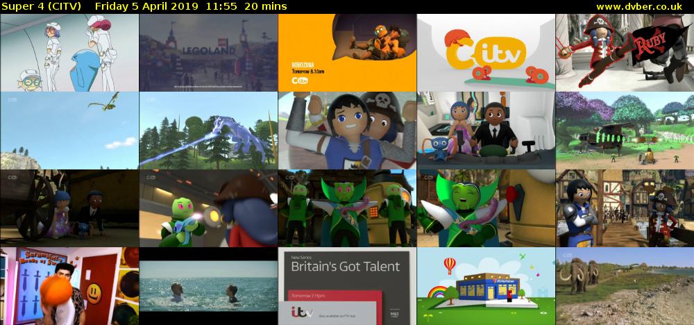 Super 4 (CITV) Friday 5 April 2019 11:55 - 12:15