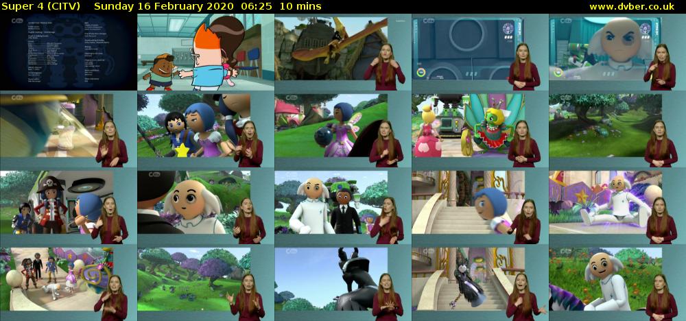 Super 4 (CITV) Sunday 16 February 2020 06:25 - 06:35