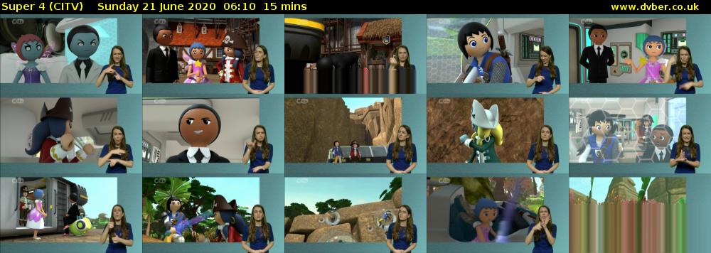 Super 4 (CITV) Sunday 21 June 2020 06:10 - 06:25