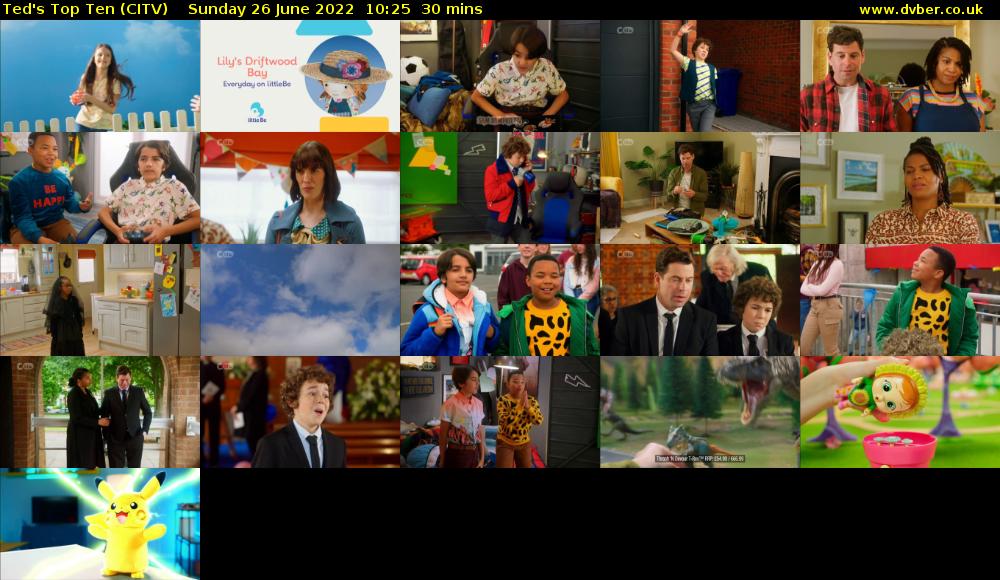 Ted's Top Ten (CITV) Sunday 26 June 2022 10:25 - 10:55