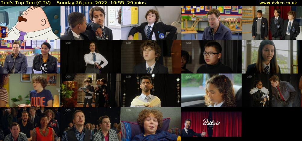Ted's Top Ten (CITV) Sunday 26 June 2022 10:55 - 11:24