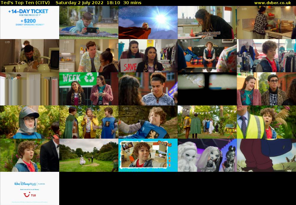 Ted's Top Ten (CITV) Saturday 2 July 2022 18:10 - 18:40