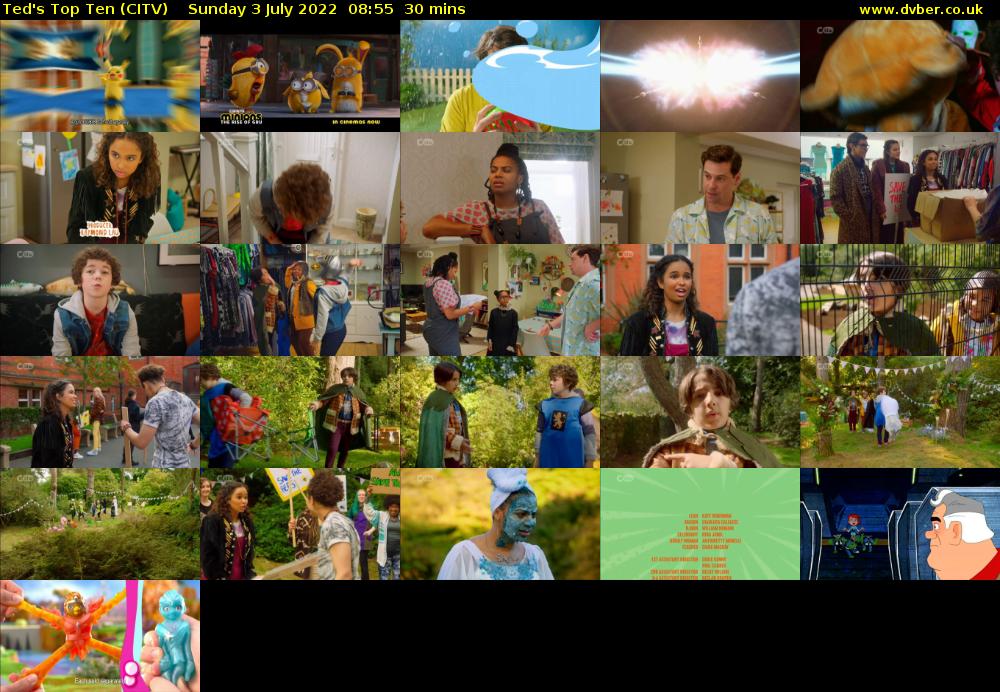 Ted's Top Ten (CITV) Sunday 3 July 2022 08:55 - 09:25