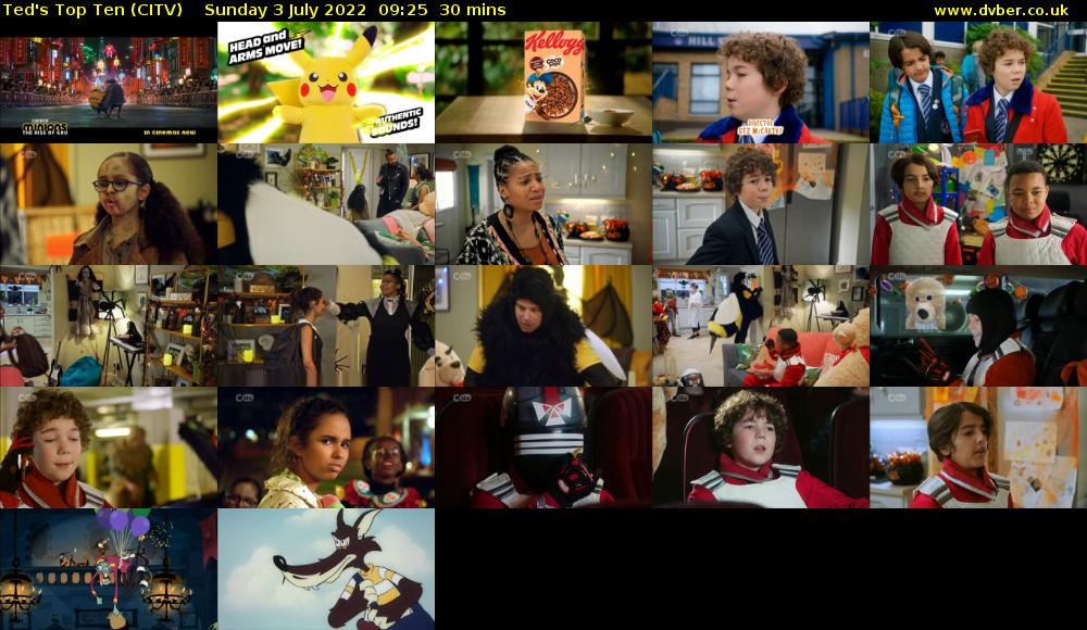 Ted's Top Ten (CITV) Sunday 3 July 2022 09:25 - 09:55
