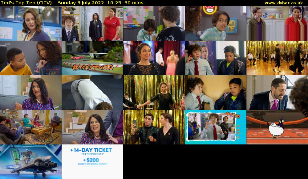 Ted's Top Ten (CITV) Sunday 3 July 2022 10:25 - 10:55