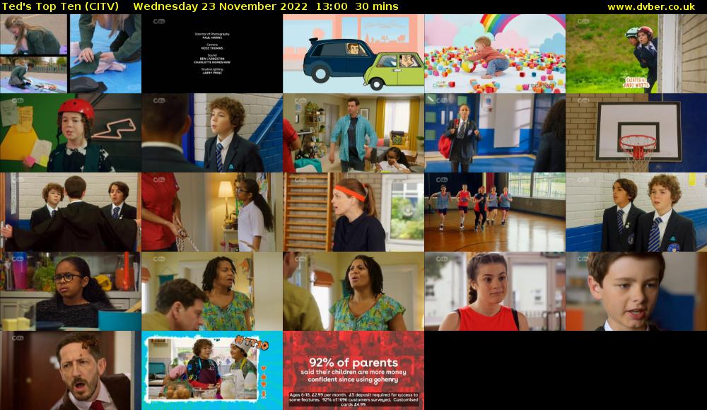 Ted's Top Ten (CITV) Wednesday 23 November 2022 13:00 - 13:30