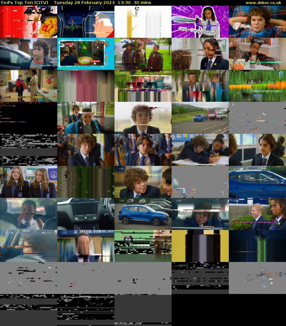 Ted's Top Ten (CITV) Tuesday 28 February 2023 13:30 - 14:00