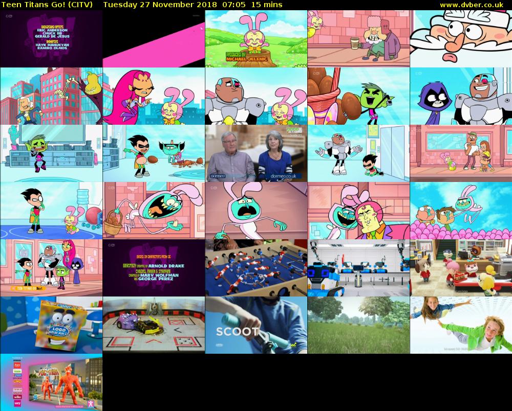 Teen Titans Go! (CITV) Tuesday 27 November 2018 07:05 - 07:20